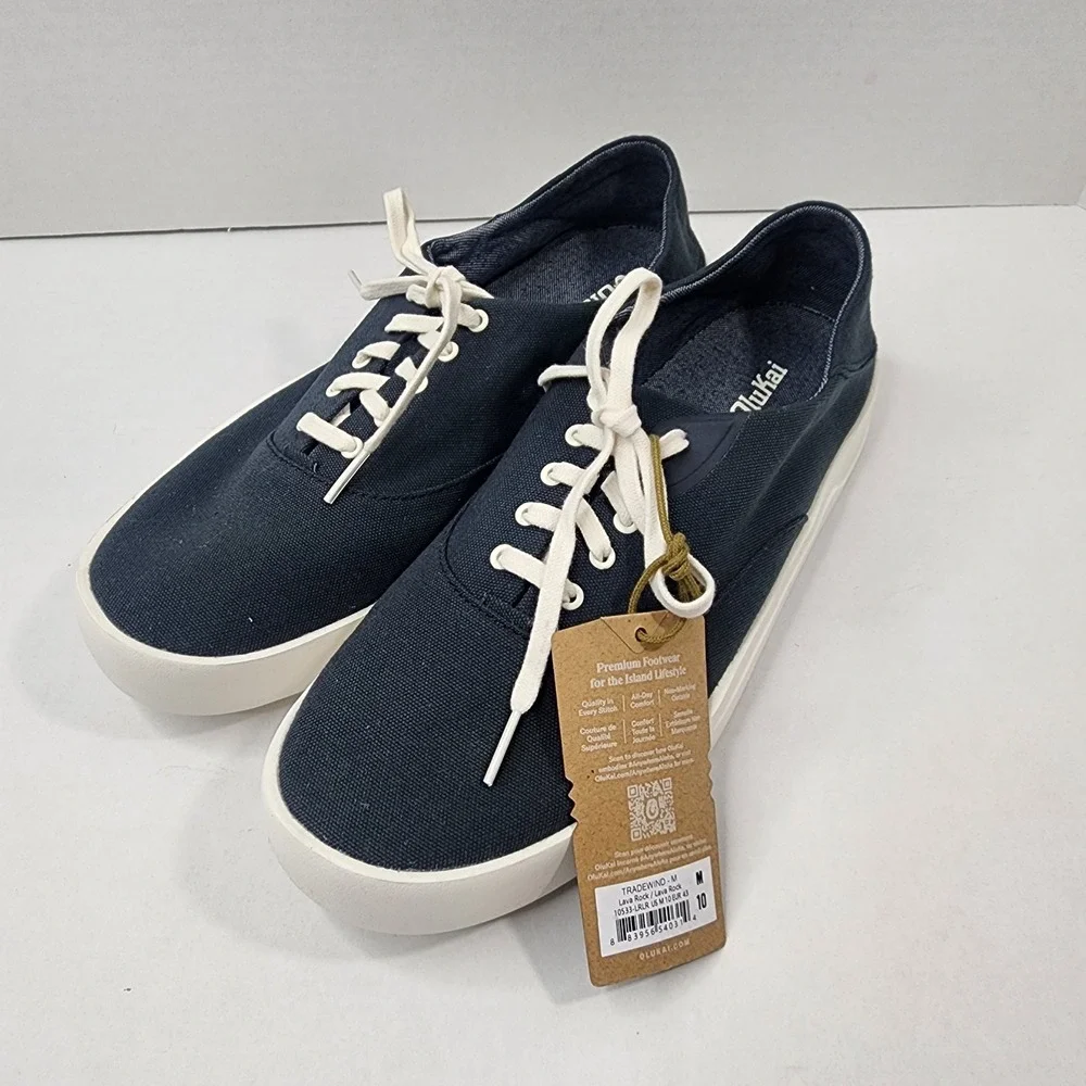 Olukai Tradewind Men's 10 Casual Shoes Lava Rock Black New W Tags Eur 43